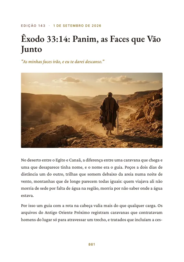 Página 861 do volume: abertura da edição 143, Êxodo 33:14: Panim, as Faces que Vão Junto